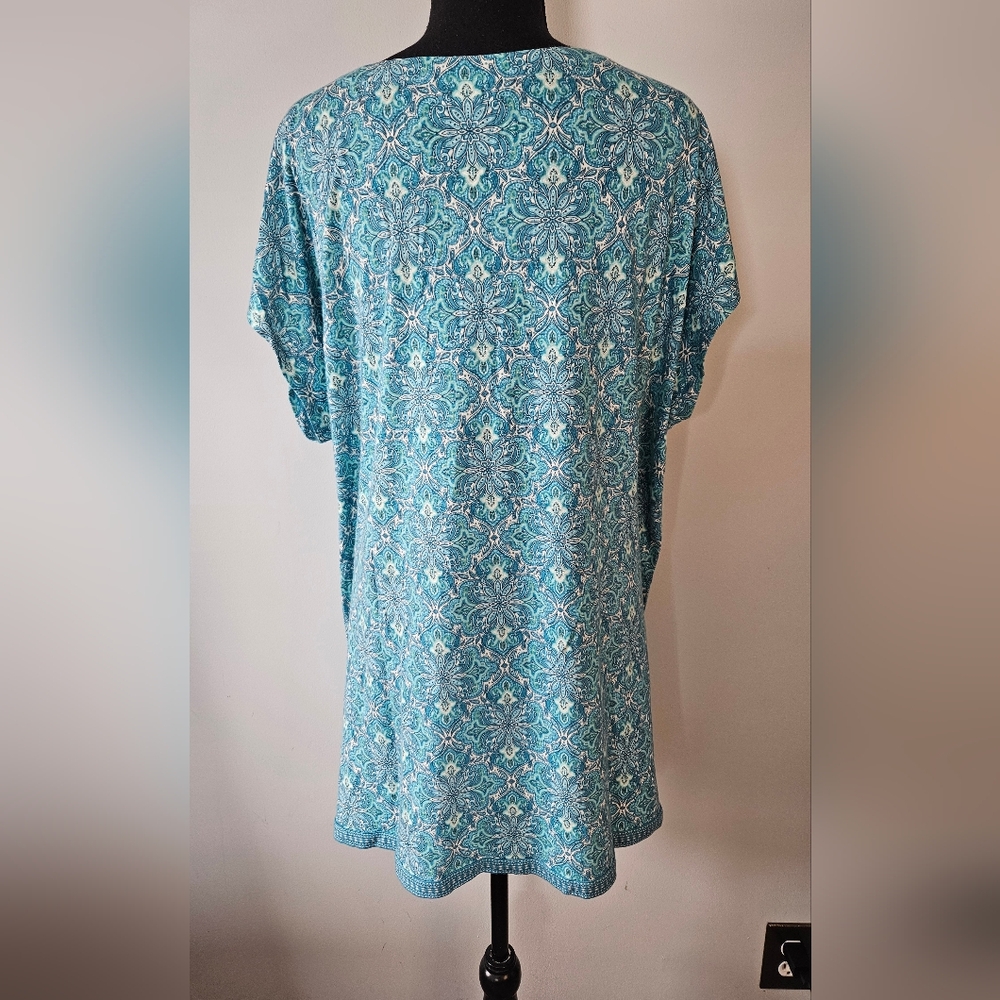 J. Jill Linen Blend Printed Tunic Tee Plus Size 3X - Picture 5 of 10